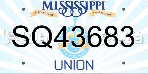 SQ43683 Mississippi License Plate