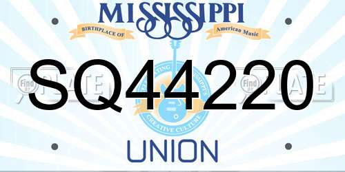 SQ44220 Mississippi License Plate