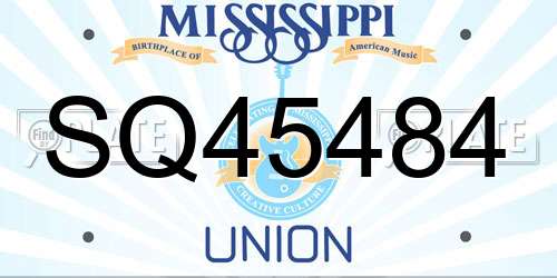 SQ45484 Mississippi License Plate