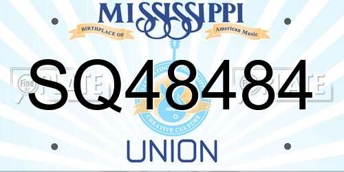 SQ48484 Mississippi License Plate