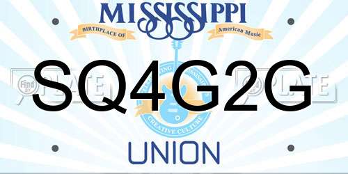 SQ4G2G Mississippi License Plate