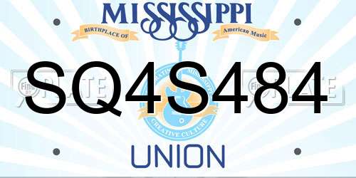 SQ4S484 Mississippi License Plate