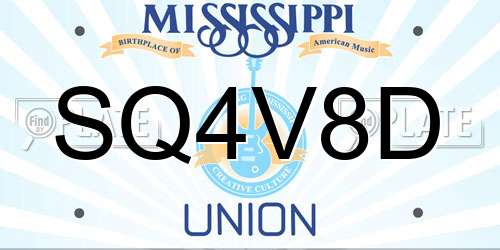 SQ4V8D Mississippi License Plate