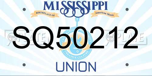 SQ50212 Mississippi License Plate