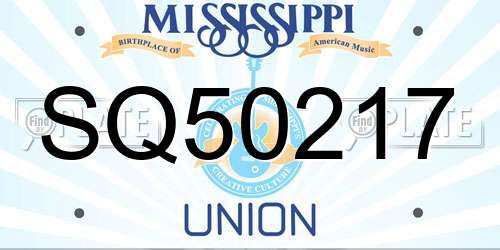 SQ50217 Mississippi License Plate