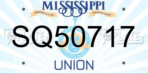 SQ50717 Mississippi License Plate