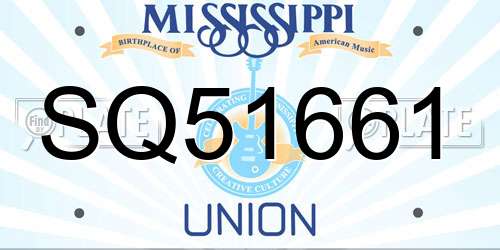 SQ51661 Mississippi License Plate