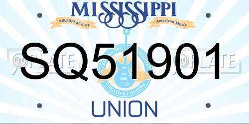 SQ51901 Mississippi License Plate