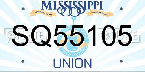 SQ55105 Mississippi License Plate