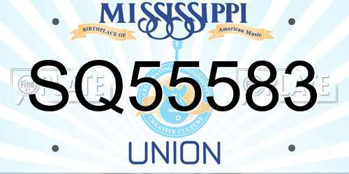 SQ55583 Mississippi License Plate