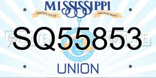 SQ55853 Mississippi License Plate