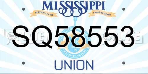 SQ58553 Mississippi License Plate