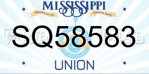 SQ58583 Mississippi License Plate