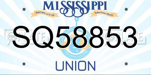 SQ58853 Mississippi License Plate