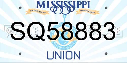 SQ58883 Mississippi License Plate