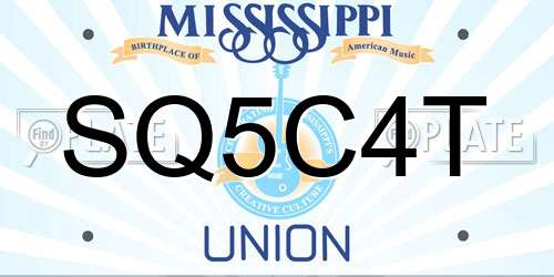 SQ5C4T Mississippi License Plate