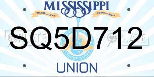 SQ5D712 Mississippi License Plate