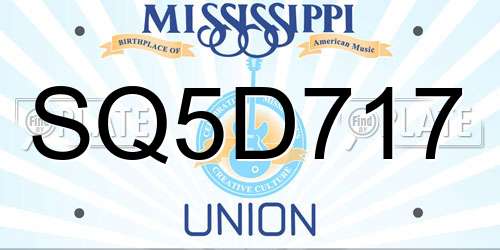 SQ5D717 Mississippi License Plate