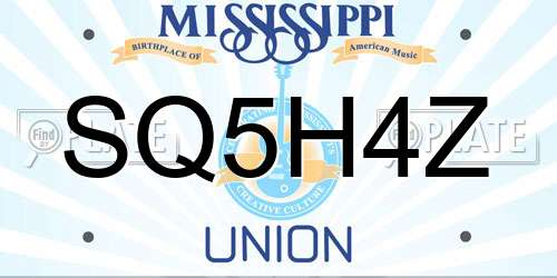 SQ5H4Z Mississippi License Plate