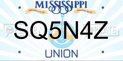 SQ5N4Z Mississippi License Plate
