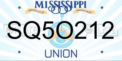 SQ5O212 Mississippi License Plate