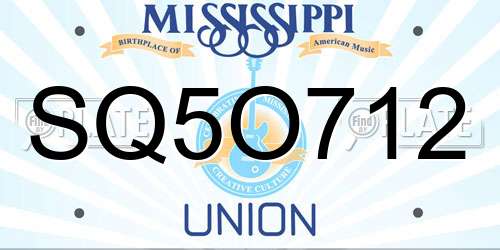 SQ5O712 Mississippi License Plate