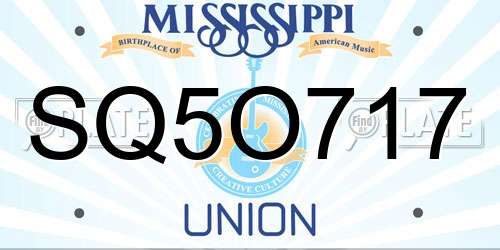 SQ5O717 Mississippi License Plate