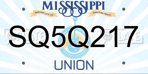 SQ5Q217 Mississippi License Plate