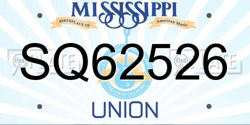 SQ62526 Mississippi License Plate