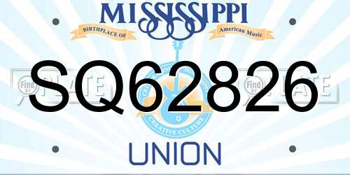 SQ62826 Mississippi License Plate