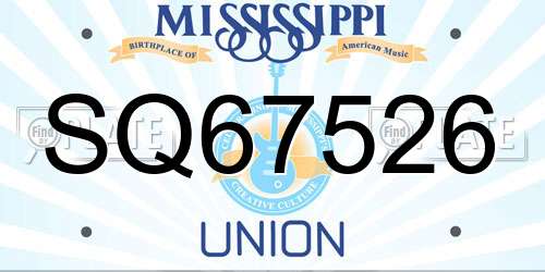 SQ67526 Mississippi License Plate