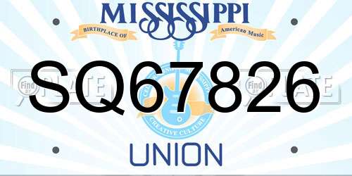 SQ67826 Mississippi License Plate