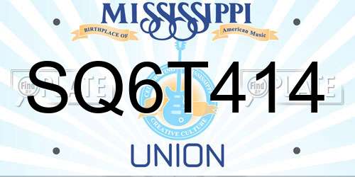 SQ6T414 Mississippi License Plate