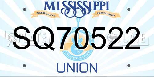 SQ70522 Mississippi License Plate