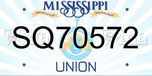 SQ70572 Mississippi License Plate