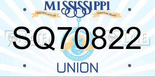 SQ70822 Mississippi License Plate