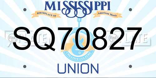 SQ70827 Mississippi License Plate