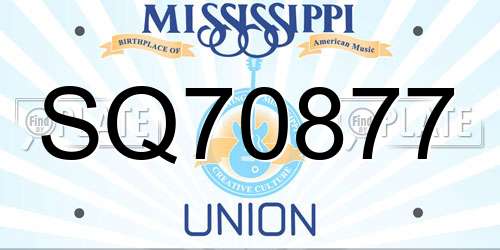 SQ70877 Mississippi License Plate