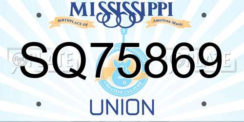 SQ75869 Mississippi License Plate