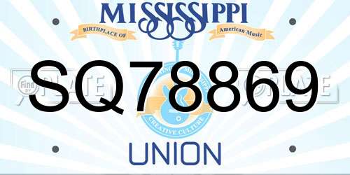 SQ78869 Mississippi License Plate