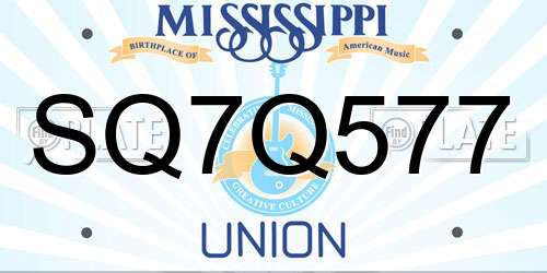 SQ7Q577 Mississippi License Plate