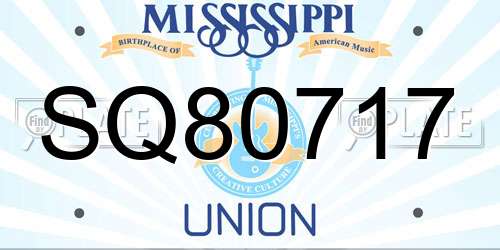 SQ80717 Mississippi License Plate