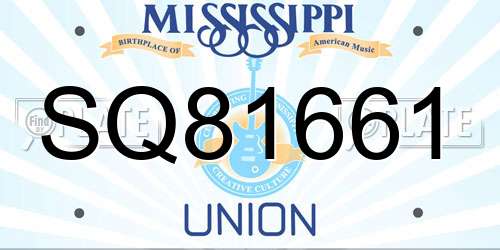 SQ81661 Mississippi License Plate