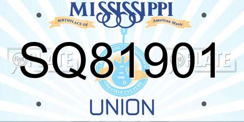 SQ81901 Mississippi License Plate