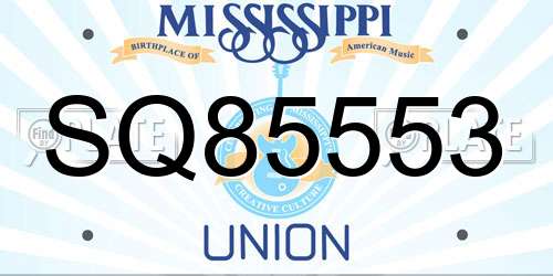 SQ85553 Mississippi License Plate