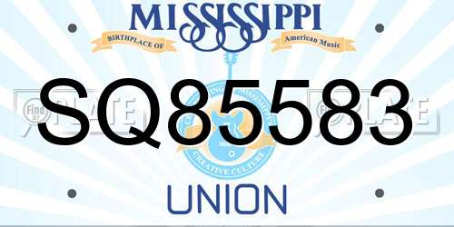 SQ85583 Mississippi License Plate