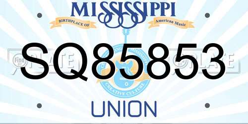 SQ85853 Mississippi License Plate