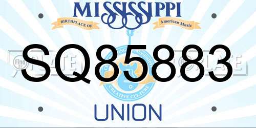 SQ85883 Mississippi License Plate