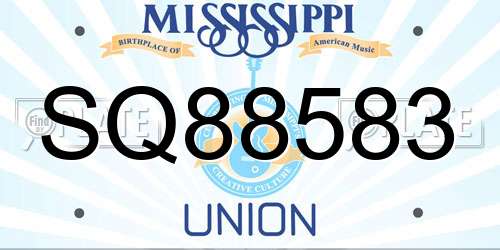 SQ88583 Mississippi License Plate