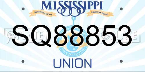 SQ88853 Mississippi License Plate
